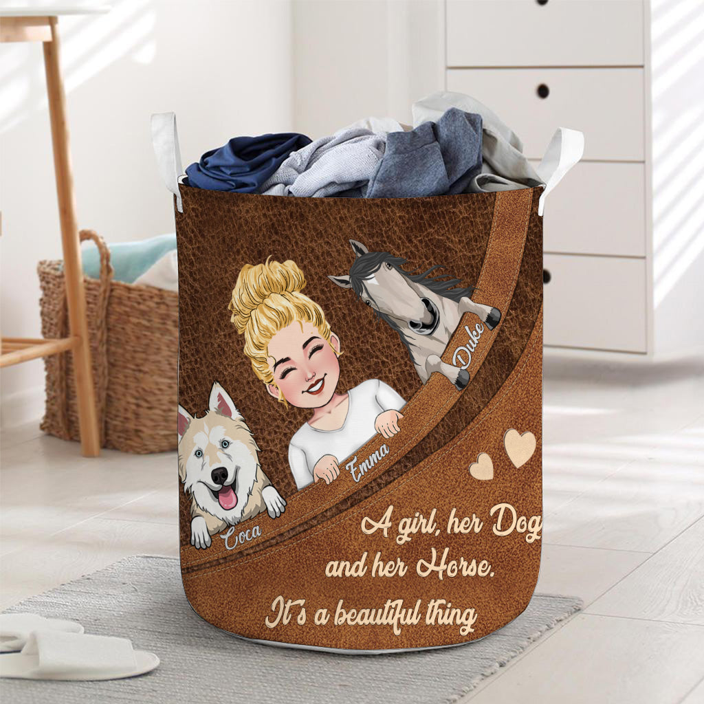 What A Beautiful Thing - Horse gift for dog lover, cat lover - Personalized Laundry Basket