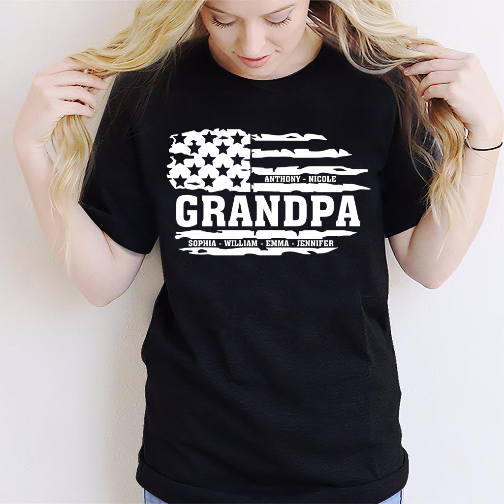 Grandpa US Flag - Personalized Grandpa T-shirt & Hoodie