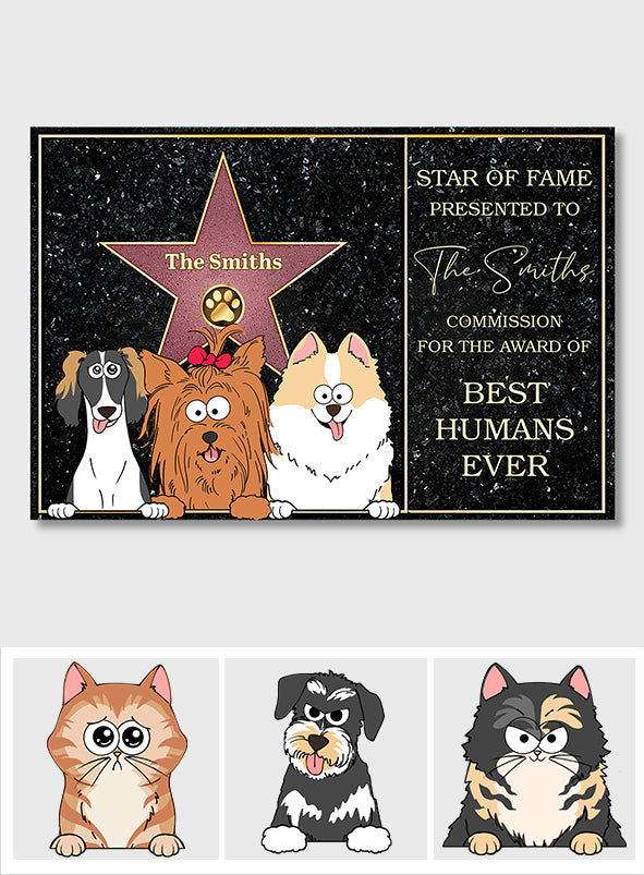 Star Of Fame Best Humans Ever - Personalized Dog Doormat