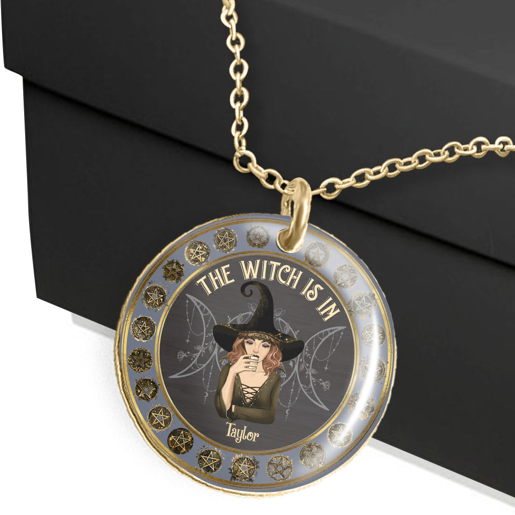 The Witch Is In - Personalized Witch Round Pendant Necklace