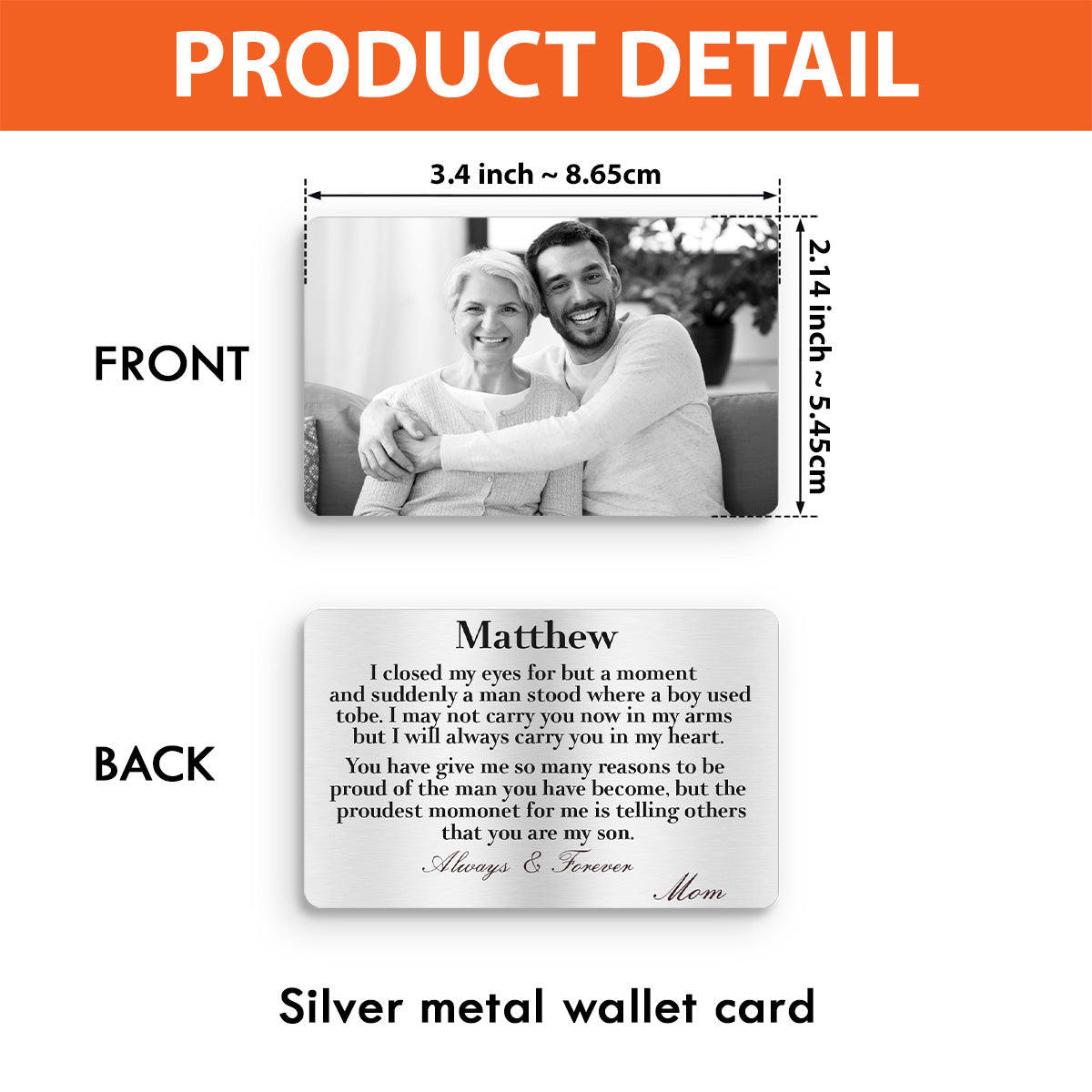 You Made Me So Proud - Personalized Son Wallet Insert Card