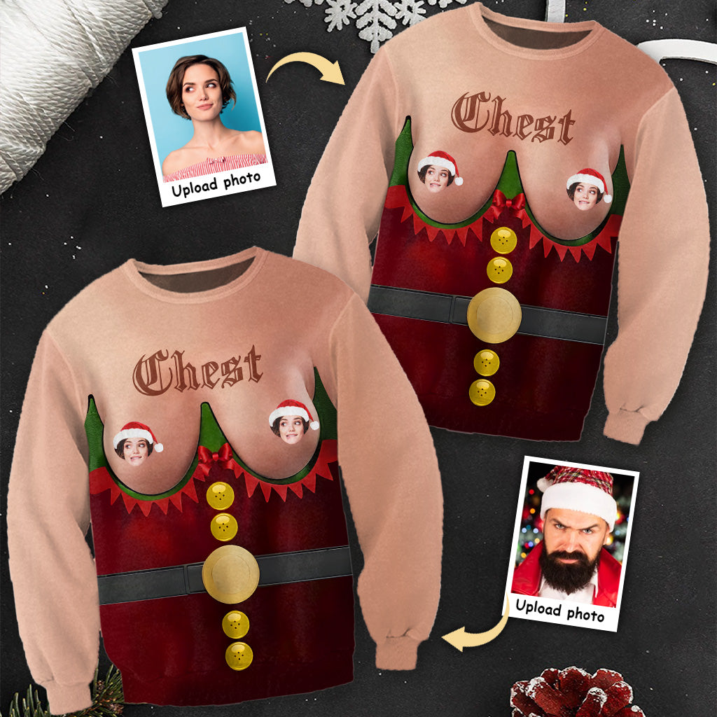 Chest vs Nut Funny Christmas Ugly Sweater - Personalized Couple 3D Sweater