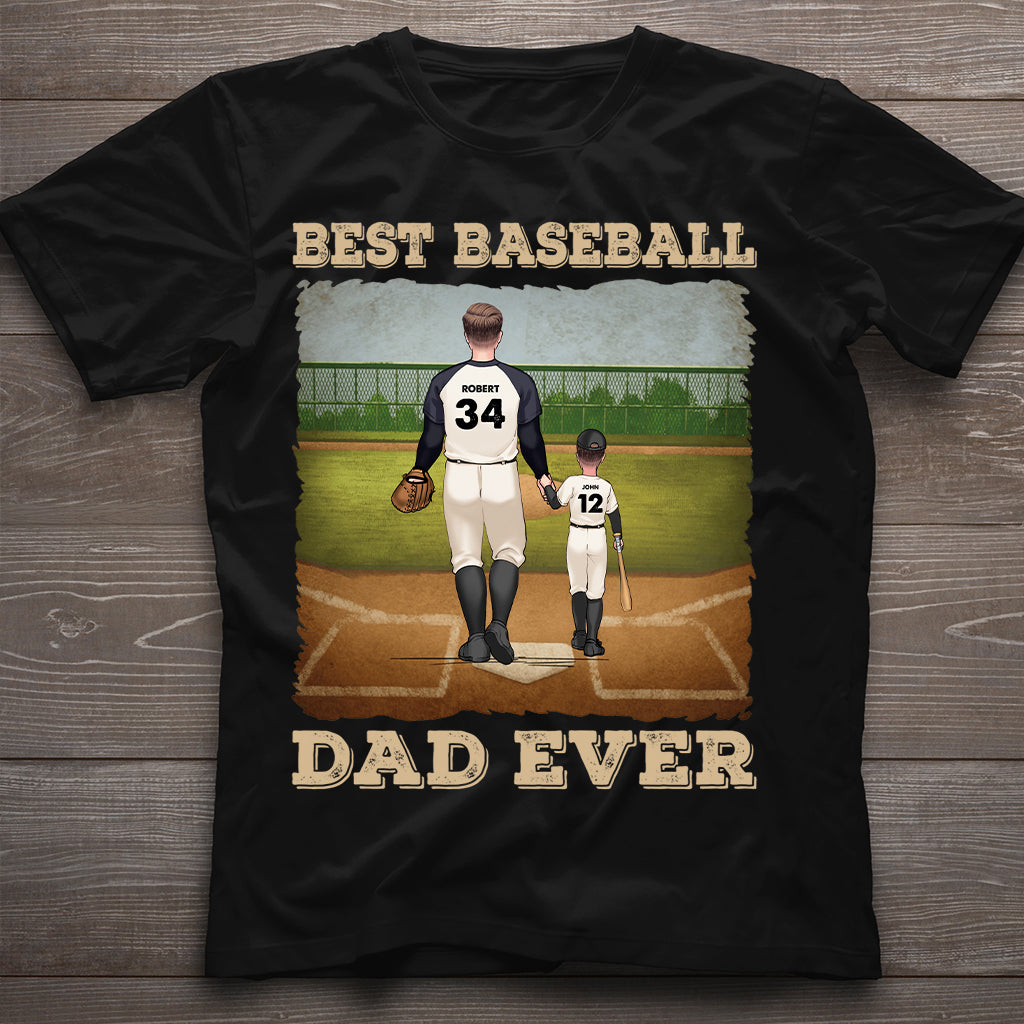 Best Baseball Dad Ever - Personalized Baseball T-shirt & Hoodie