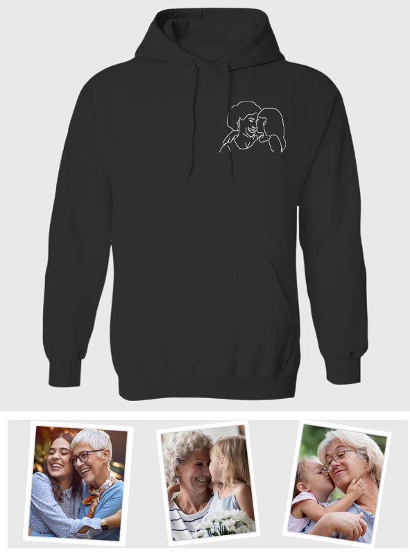 Custom Line Art - Personalized Grandma Embroidered Hoodie