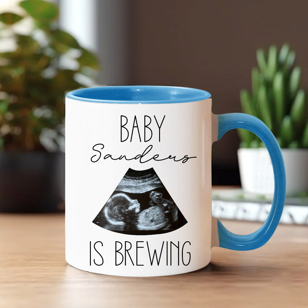 Baby Is Brewing Baby Ultrasound Photo - Pregnancy gift for wife - Personalized Accent Mug