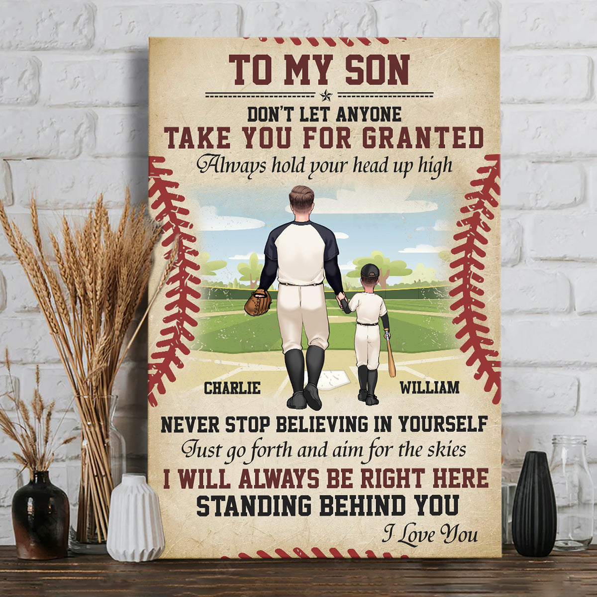 I Will Always Be Right Here - Personalized Baseball Canvas And Poster