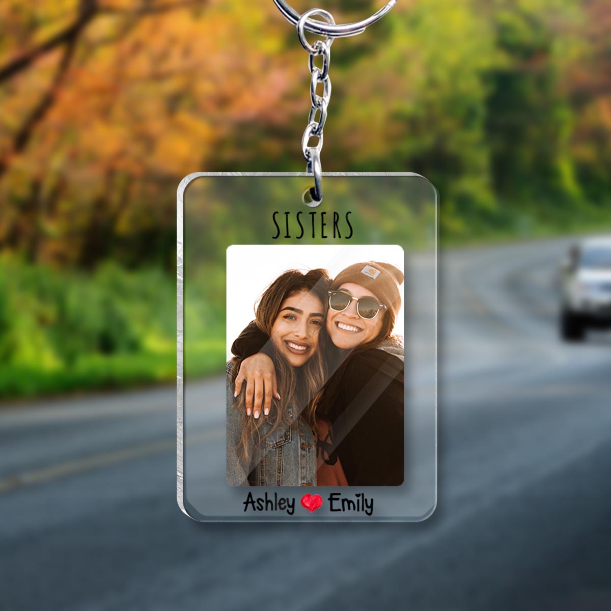 Custom Photo - Personalized Sibling Keychain