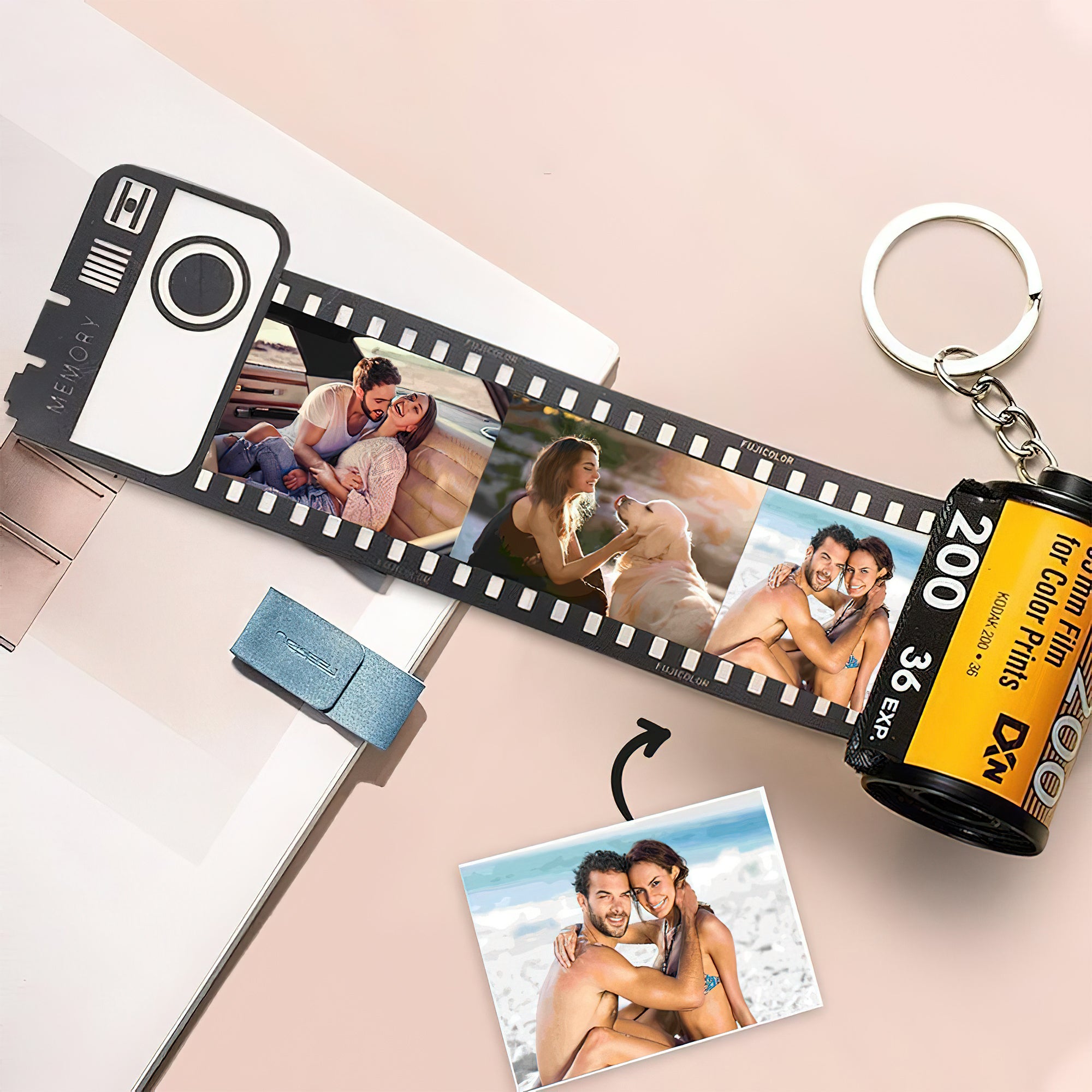 Vintage Film Strip - gift for girlfriend, wife, boyfriend, husband - Personalized Film Roll Keychain