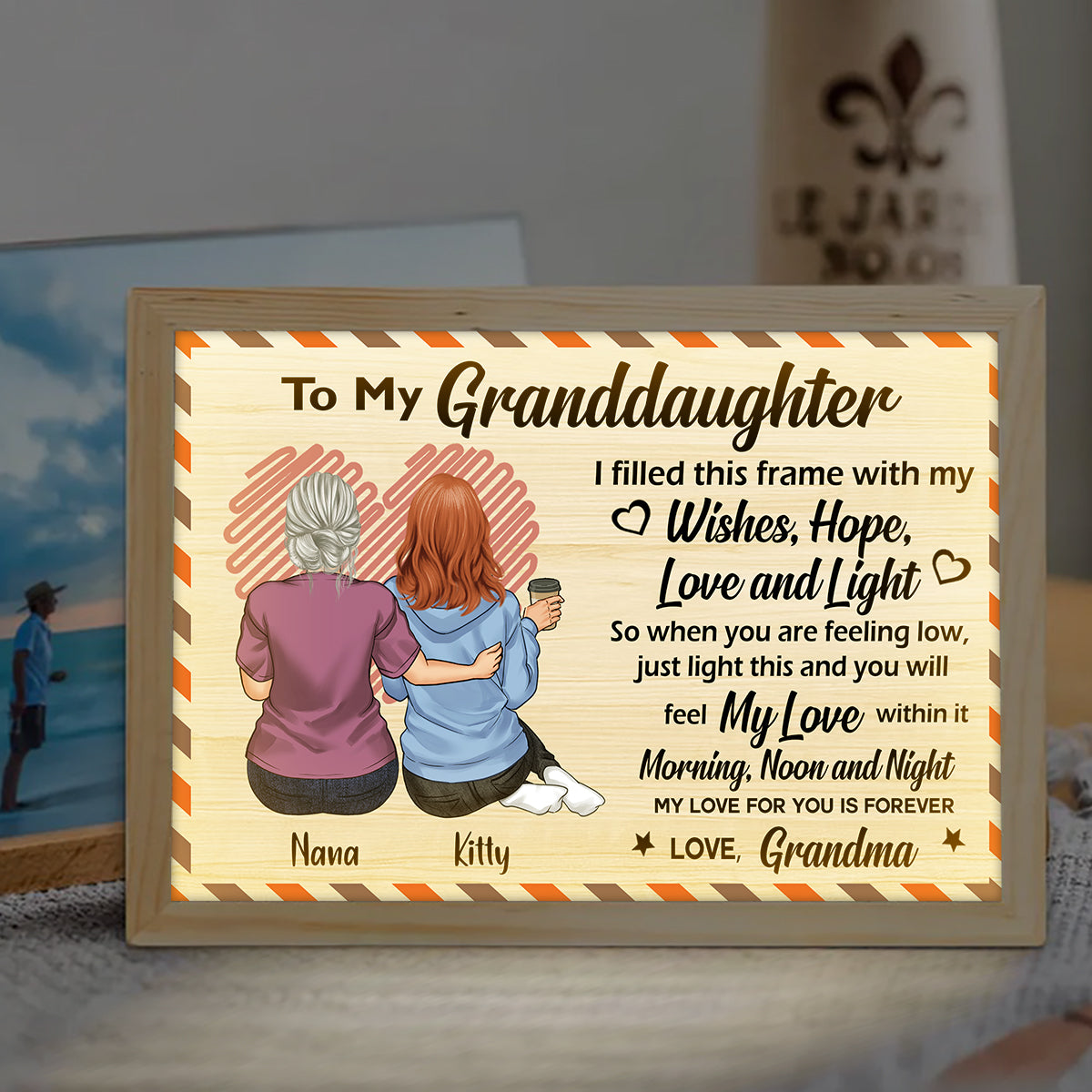 To My Granddaughter / Grandson / Daughter / Son / Grandma / Mom - Personalized Grandma Light Photo Frame