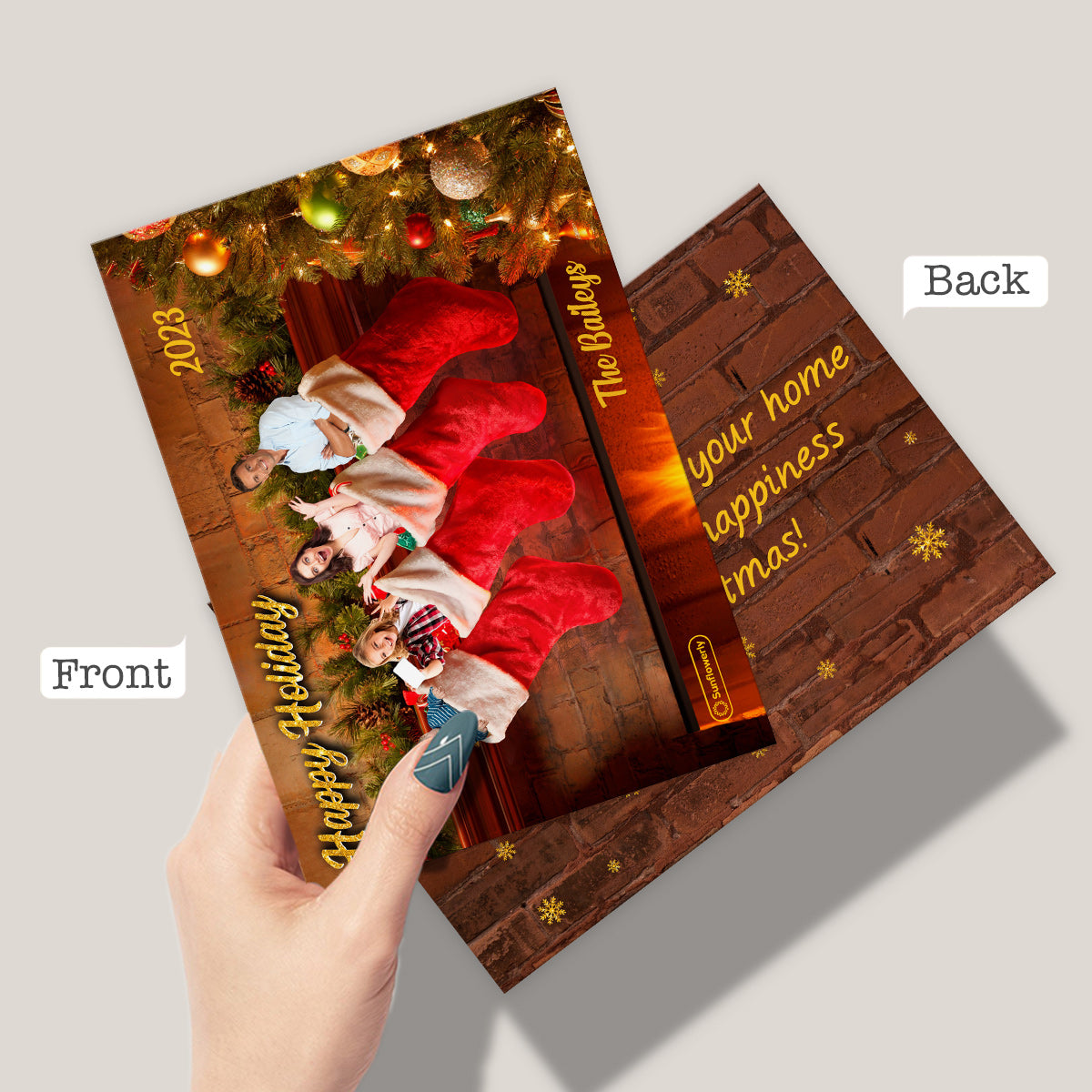 Family Stocking Stuffers Holiday Card - Personalized Family Greeting Card