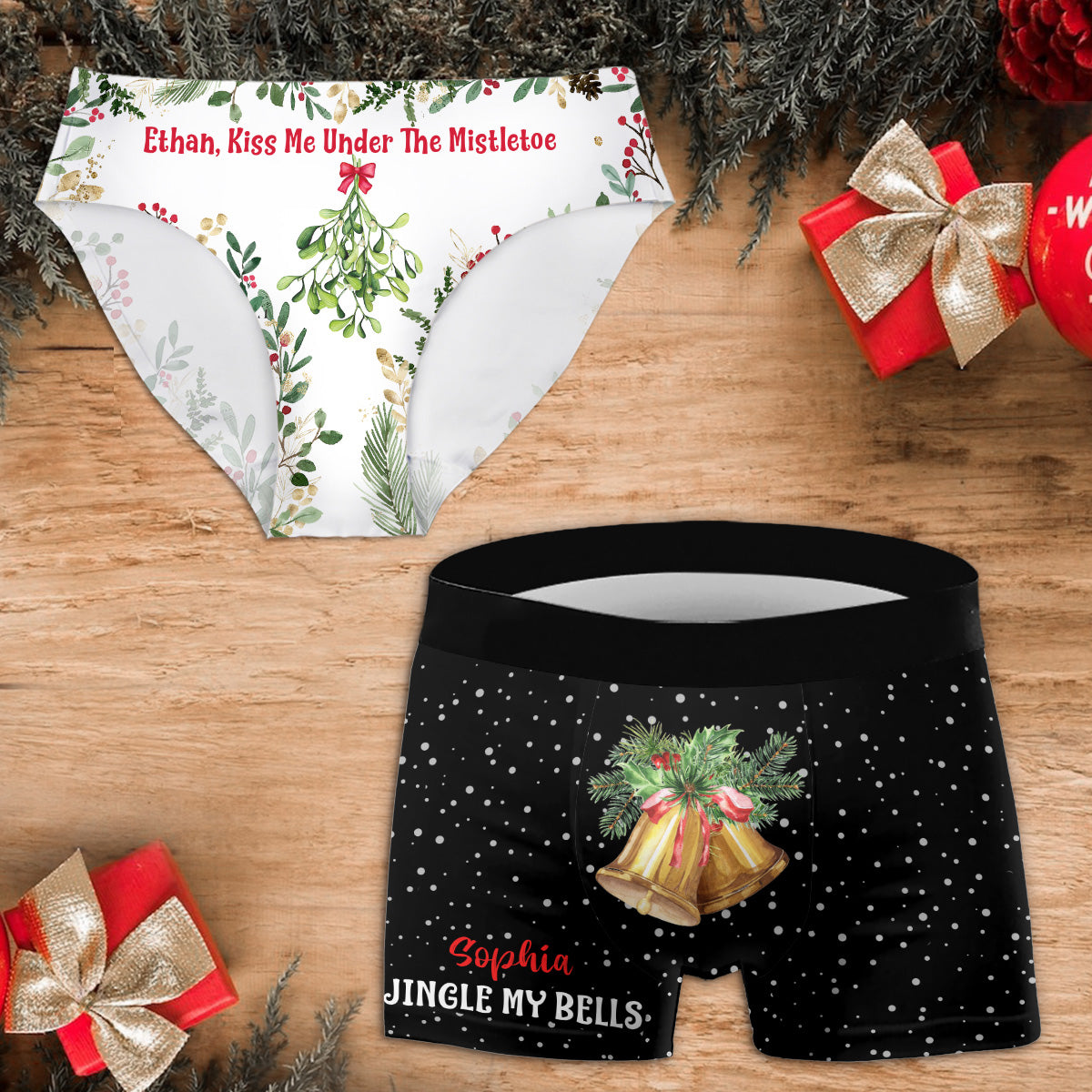 Funny Christmas Knickers, Christmas Gift Shorts or Thong 'kiss Me Under the  Mistletoe' Christmas Panties. Christmas Knickers. 