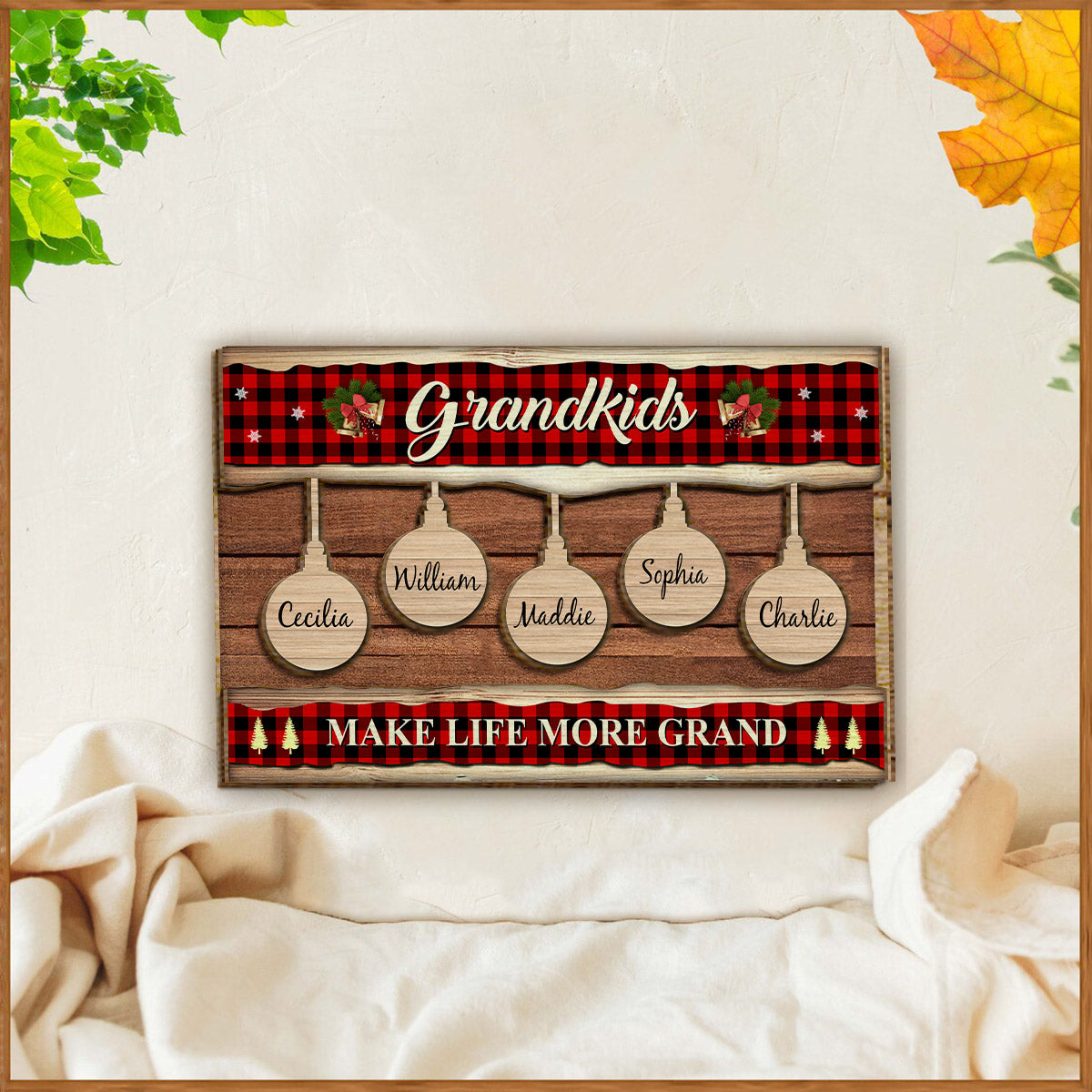 Grandkids Make Life More Grand - Personalized Grandma 2 Layered Wood Sign / Wood Plaque