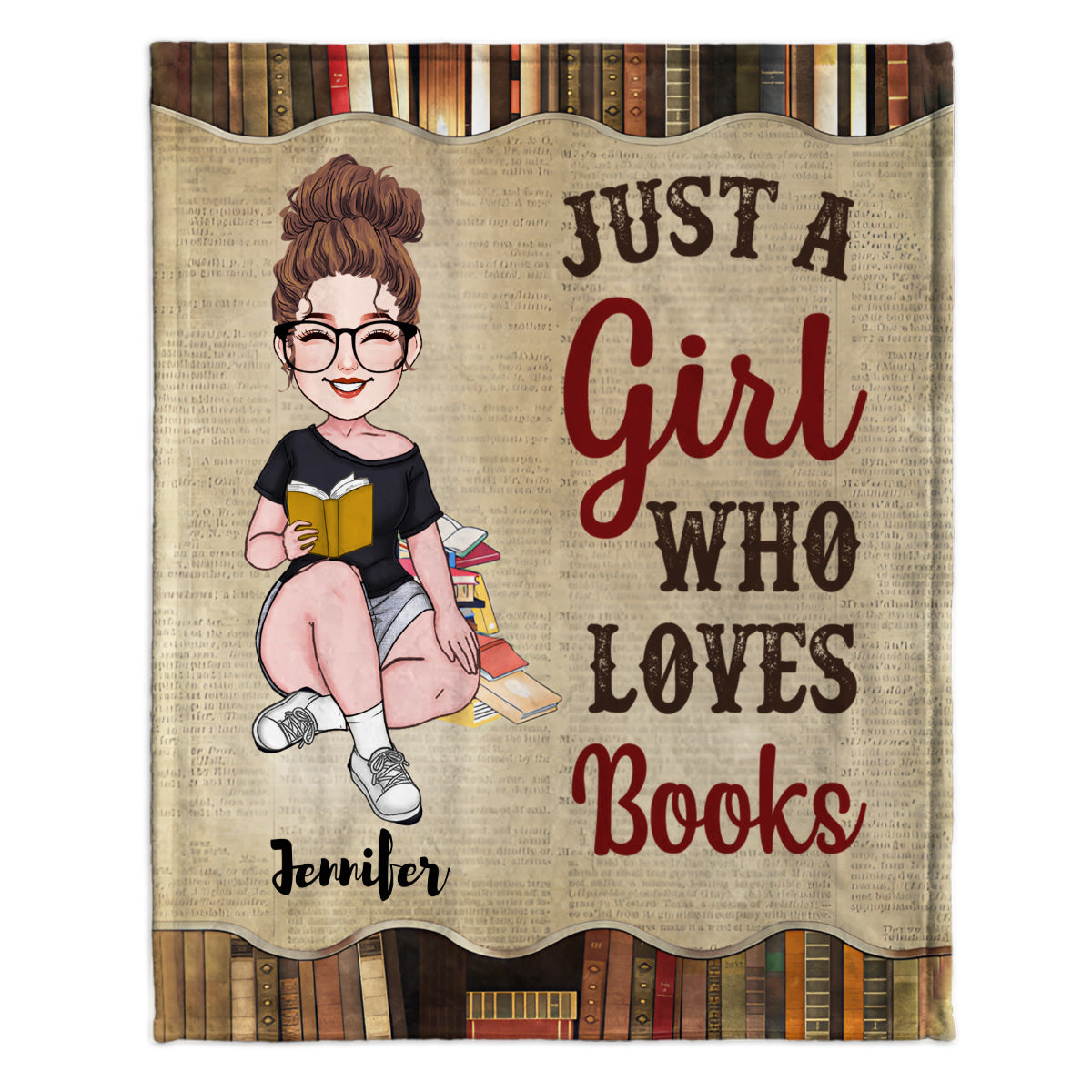 Just A Girl Who Loves Book - Personalized Book Blanket