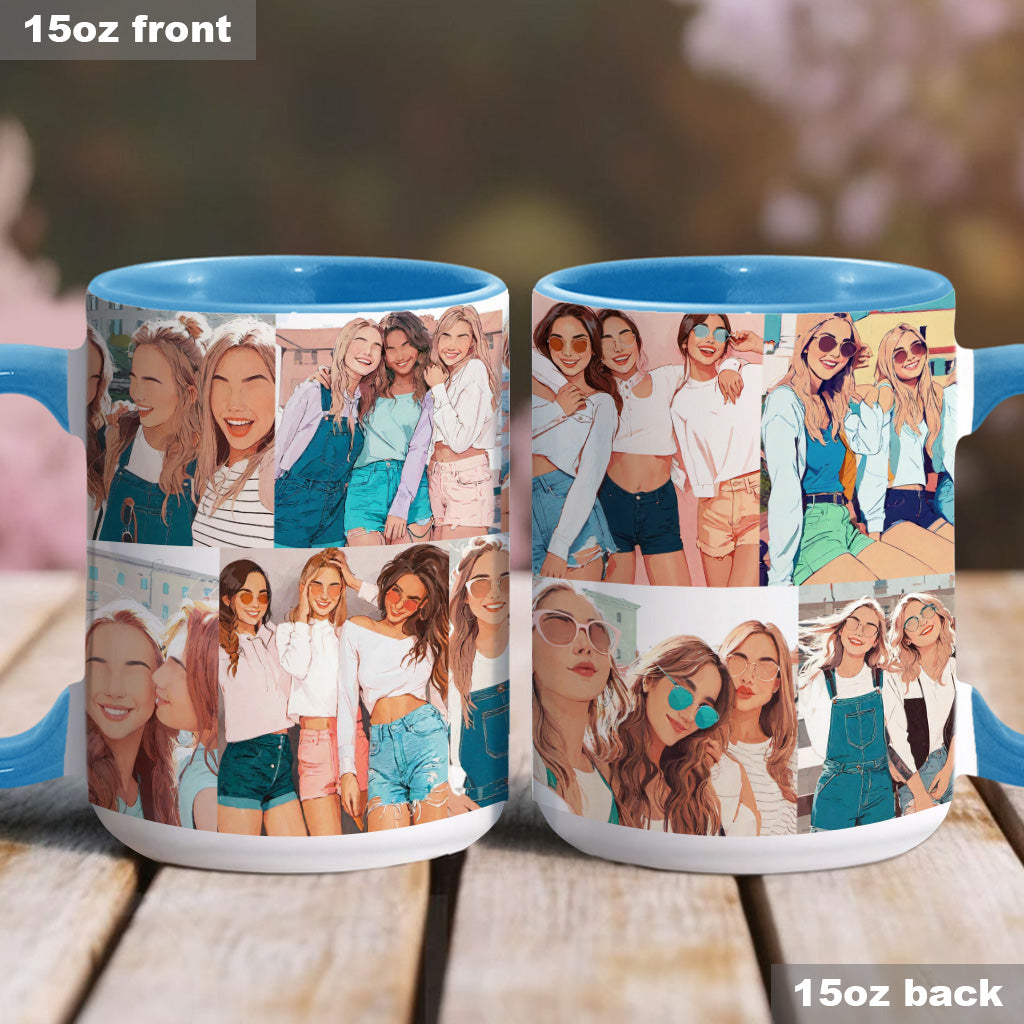 2D Flat Photo Collages - Gift for friend - Personalized Accent Mug