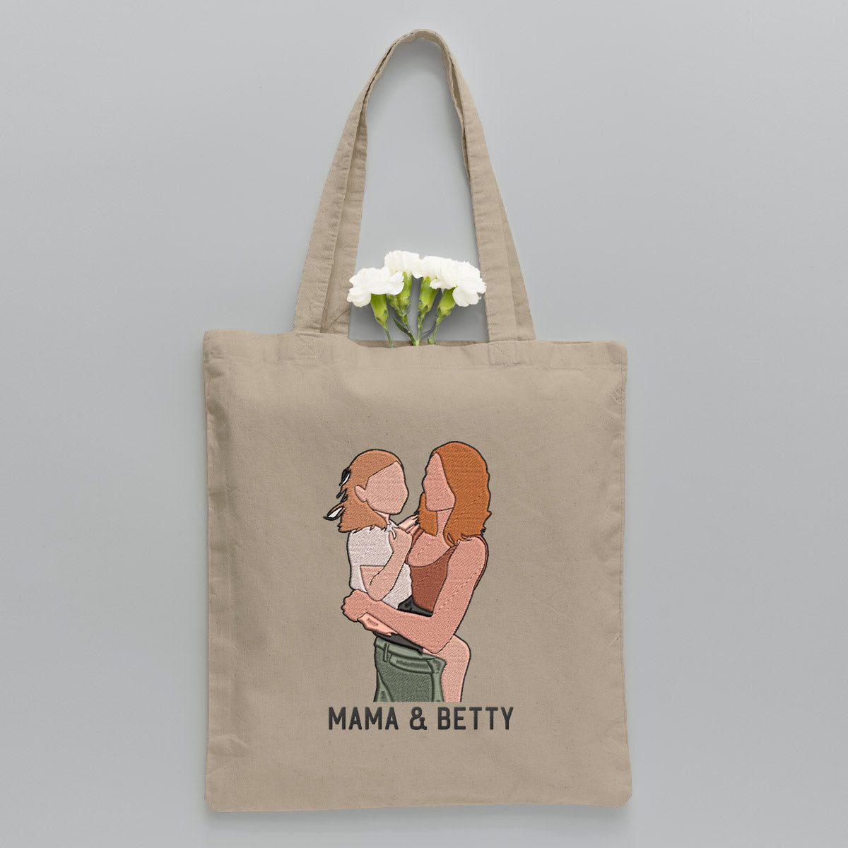 Custom 2D Photo - Personalized Mother Embroidered Tote Bag