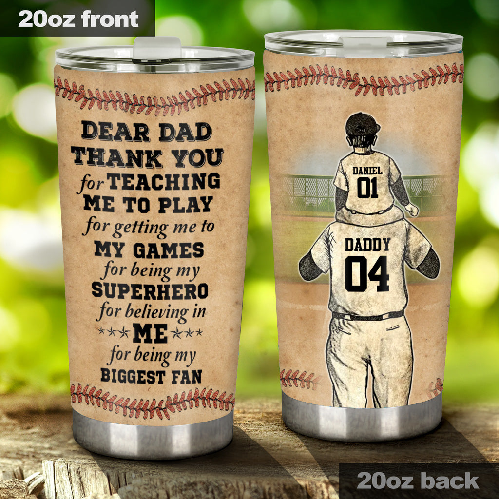 Thank You Dad My Biggest Fan - Personalized Baseball Tumbler