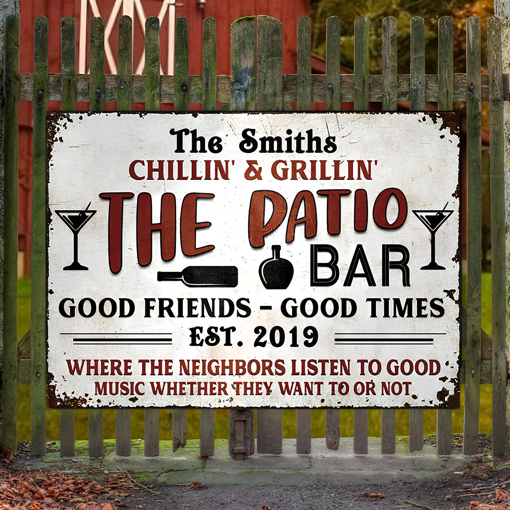 Chilling And Grilling - Personalized Backyard Rectangle Metal Sign