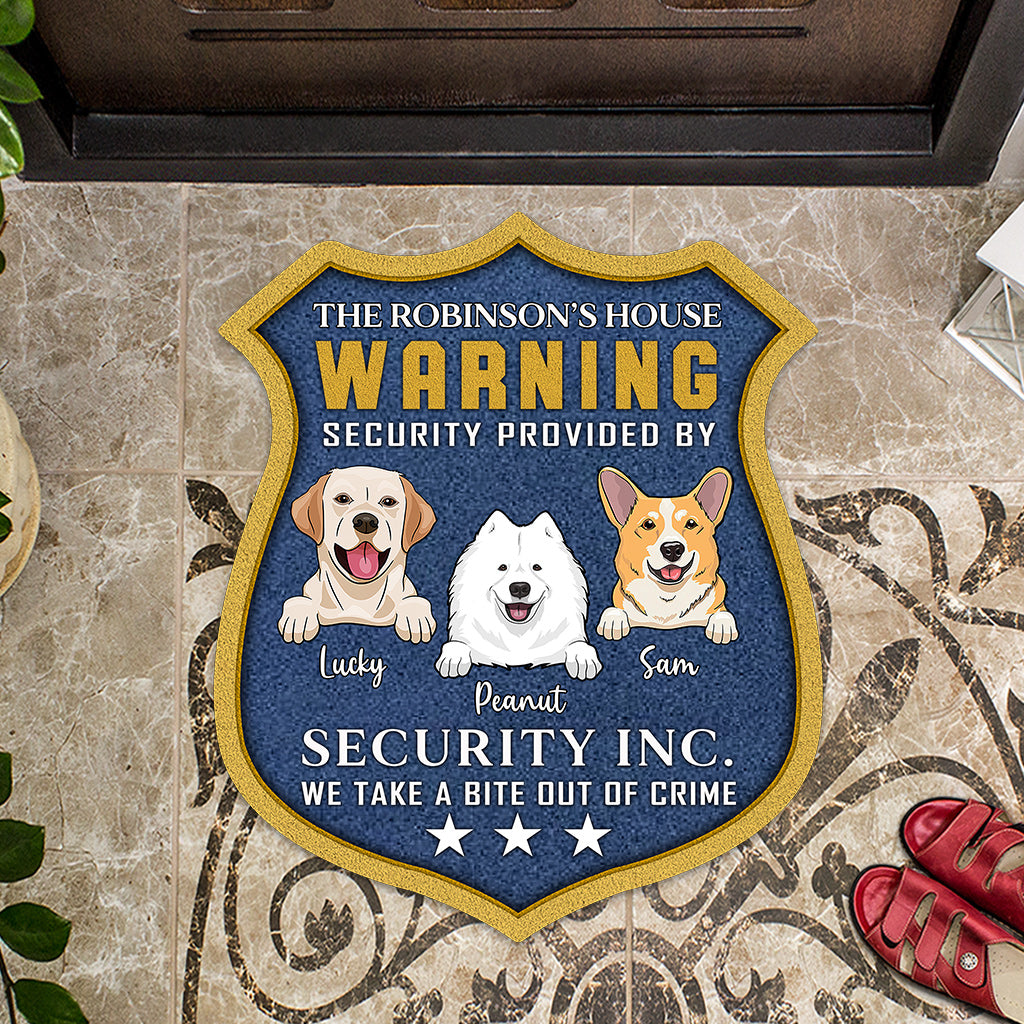 Security Provided - Personalized Dog Shaped Doormat