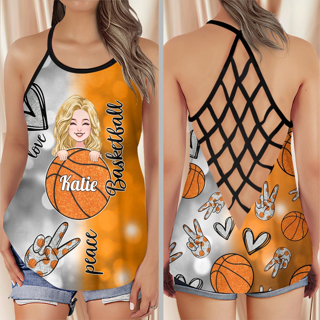 Discover Cool Basketball Mom - Personalized Basketball Criss Cross Tank Top