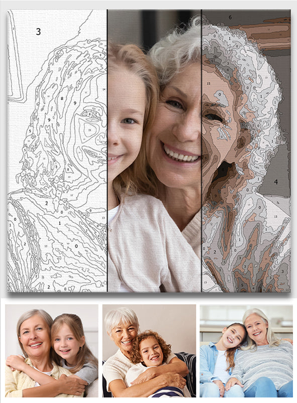 Custom Photo - Personalized Grandma Paint By Numbers Kit