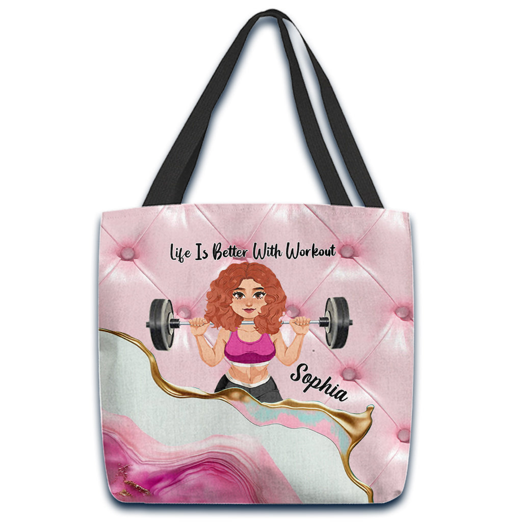 Life Is Better With Workout - Personalized Fitness Tote Bag