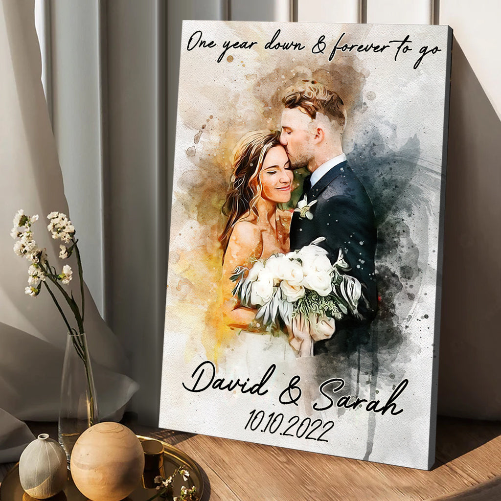 Custom Watercolor Painting From Photo - Personalized Husband And Wife Canvas And Poster