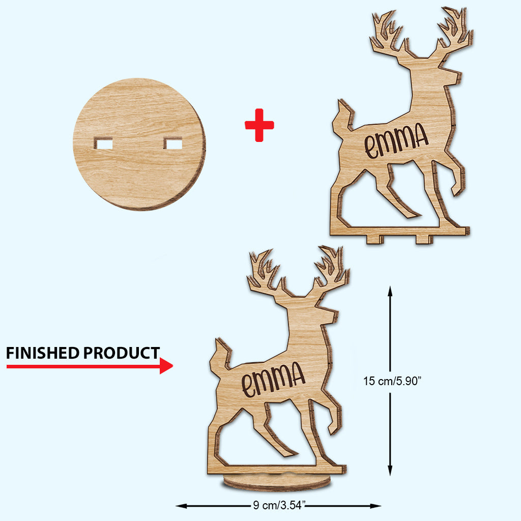 Reindeer Family - Personalized Family Freestanding Wood Plaque