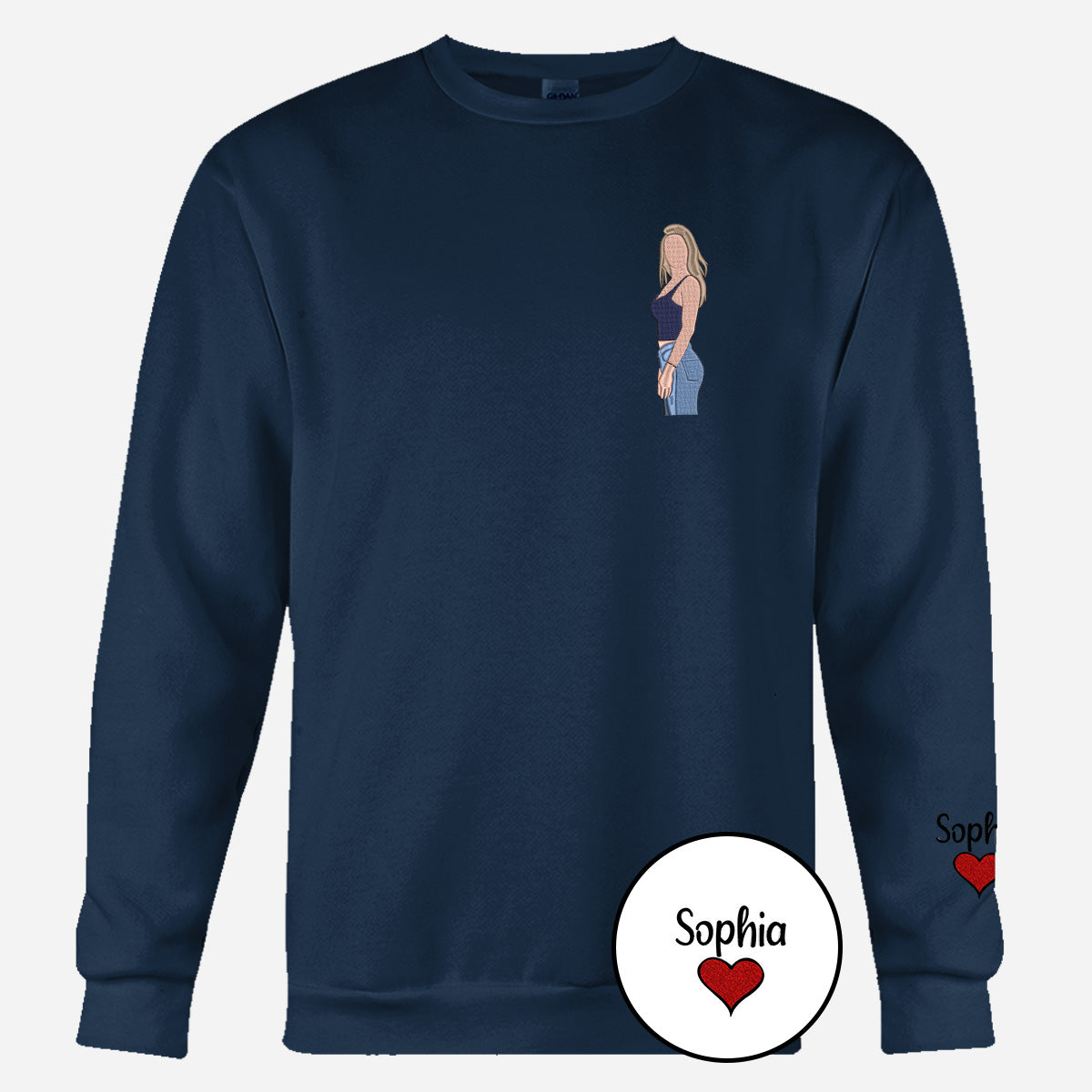 Custom 2D Photo - Personalized Sibling Embroidered Sweater