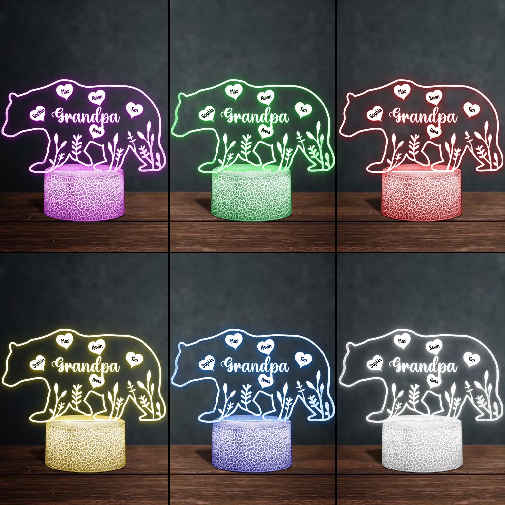 Mama Bear - Gift for mom, dad, grandma, grandpa - Personalized Shaped Plaque Light Base