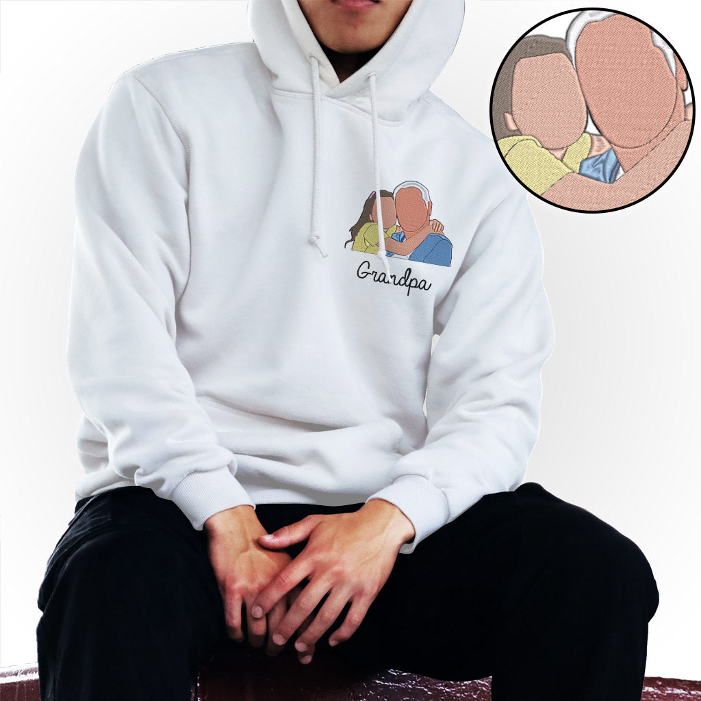 Custom 2D Photo - Personalized Grandpa Embroidered Hoodie