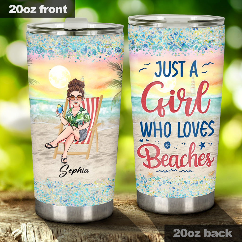 Just A Girl Who Loves Beach - Personalized Sea Lover Tumbler