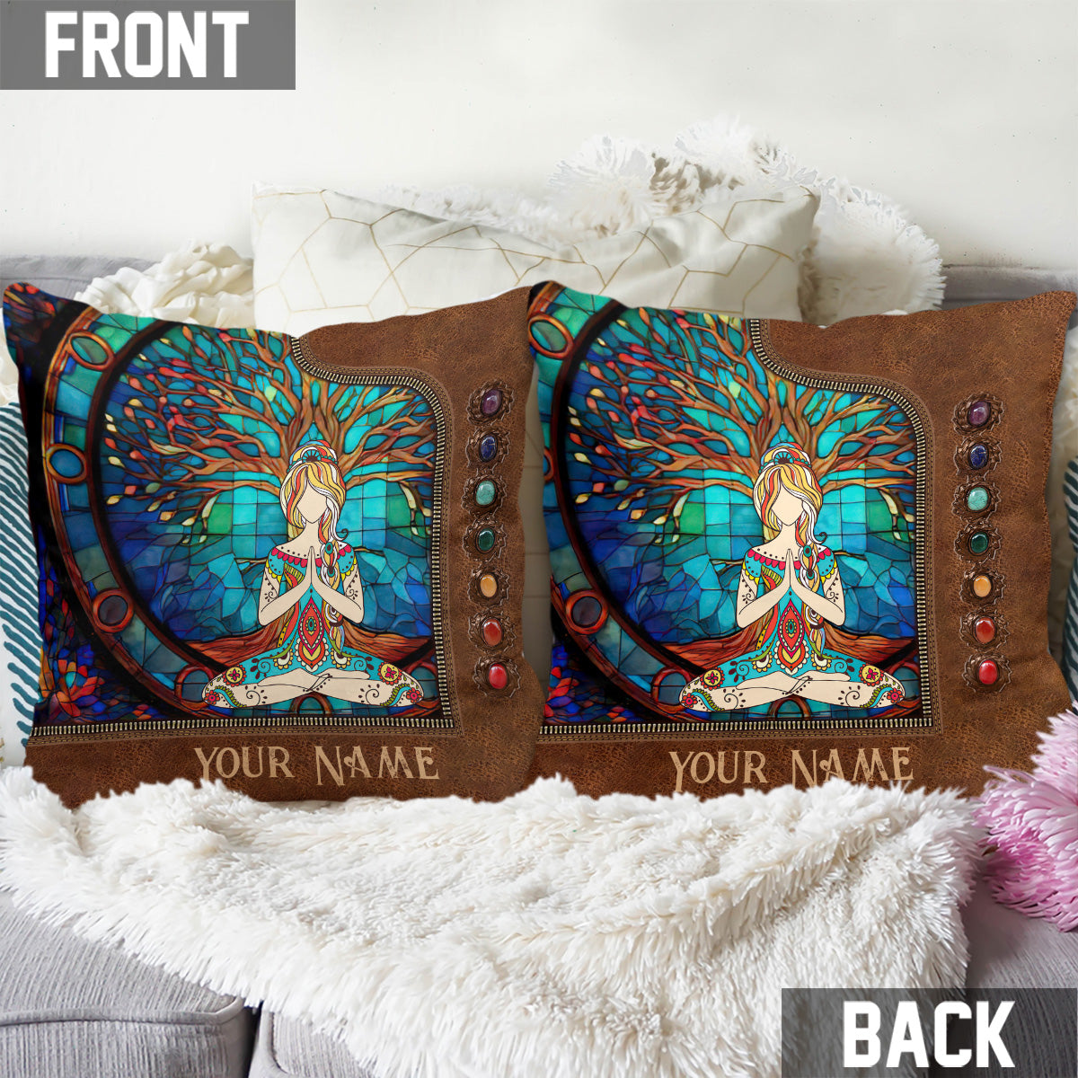 Namaste Green - Personalized Yoga Throw Pillow