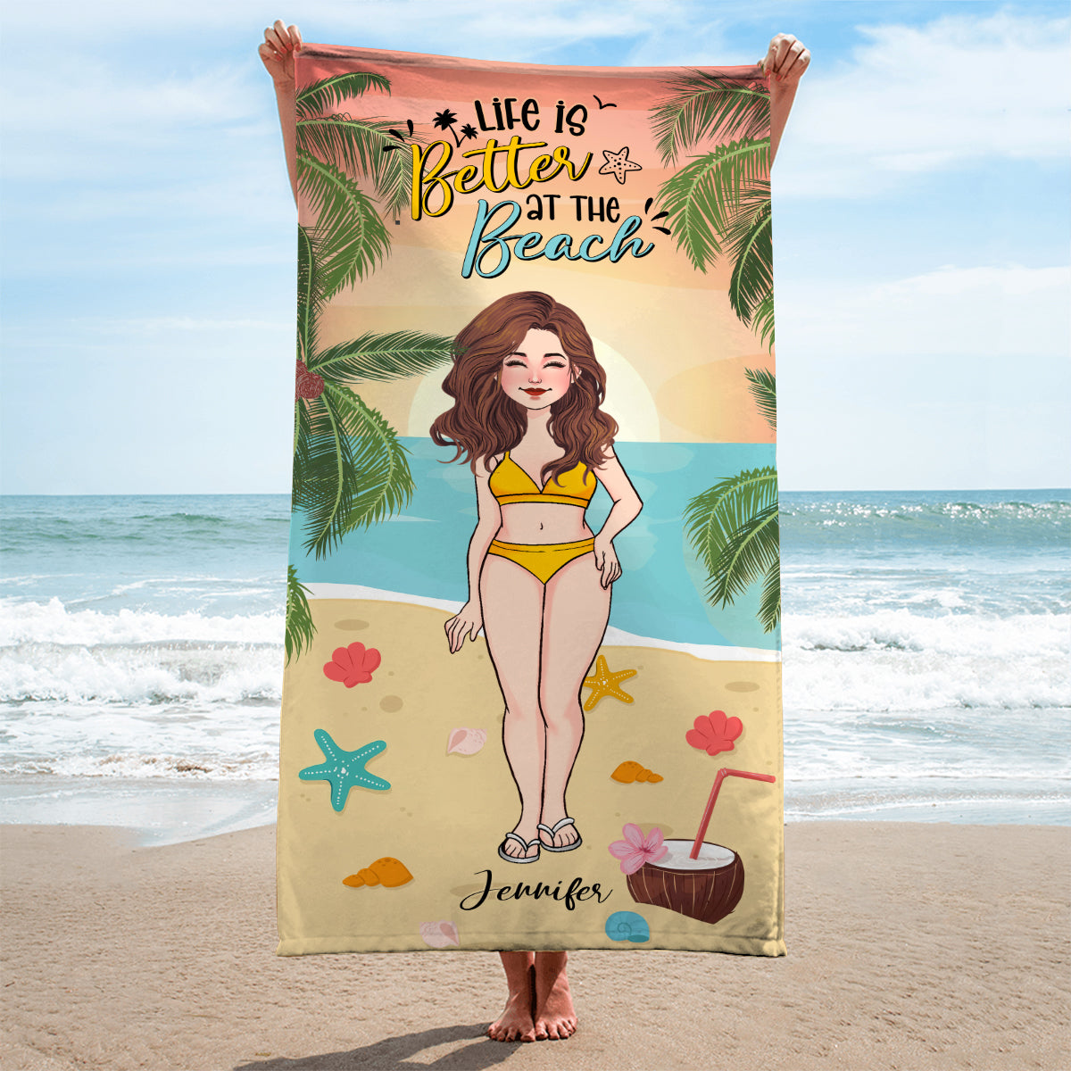 Salt In The Air Sand In My Hair - Personalized Sea Lover Beach Towel