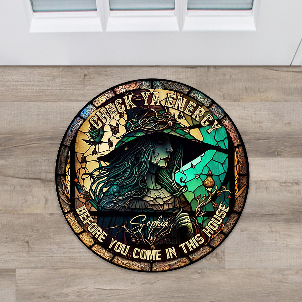 Discover Check Ya Energy - Personalized Witch Shaped Doormat