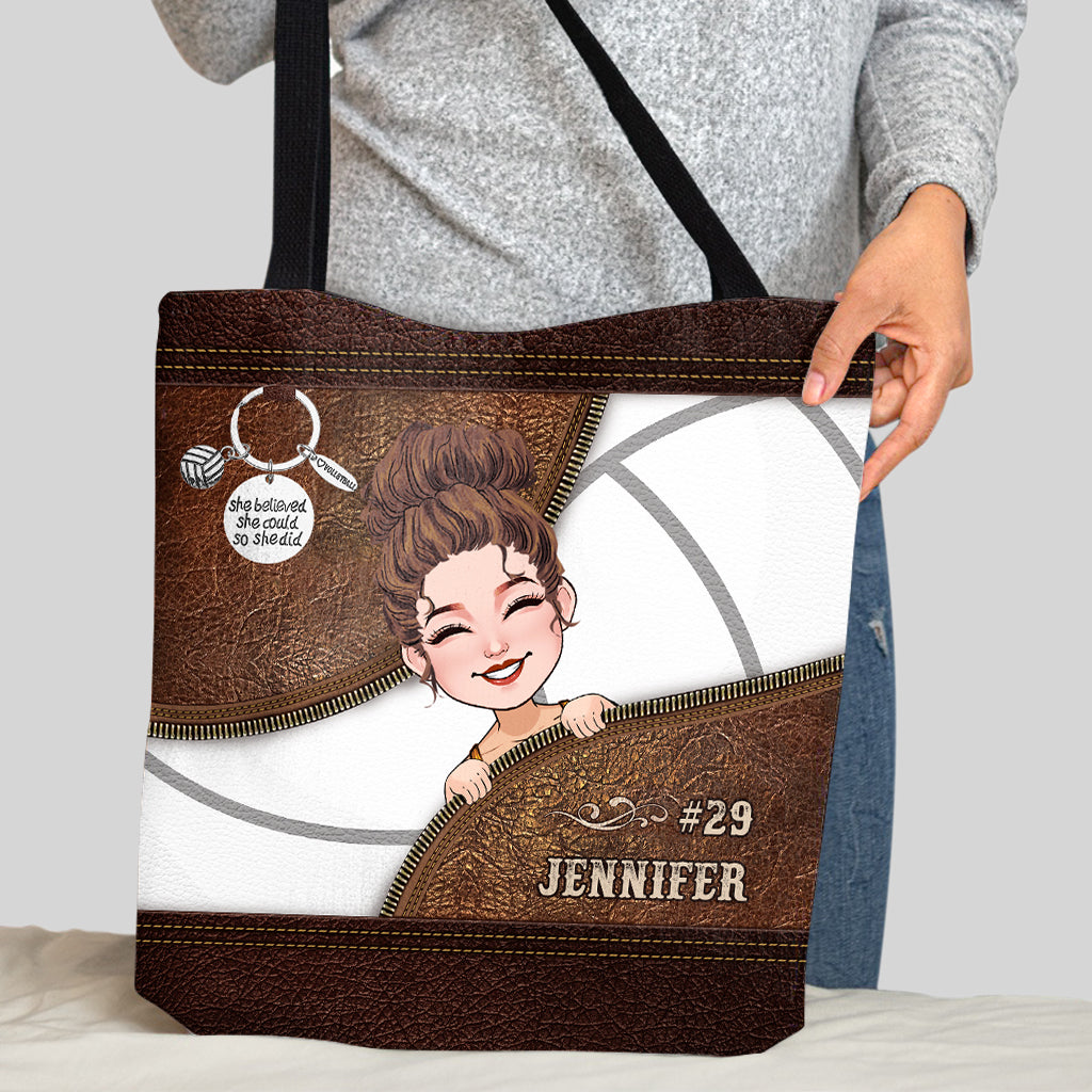 She Believed She Could So She Did - Personalized Volleyball Tote Bag