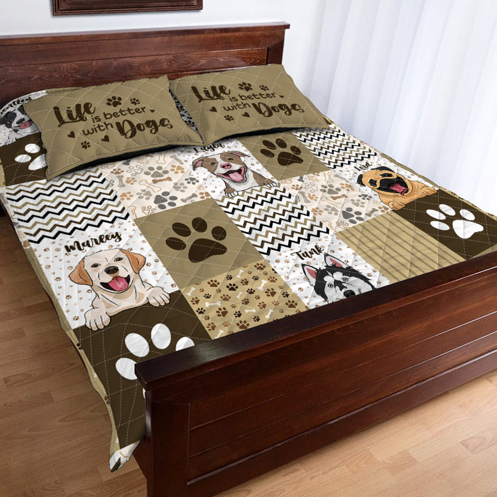 Cute Patterns Personalized Portrait Pets - Gift for dog lovers - Personalized Quilt Set