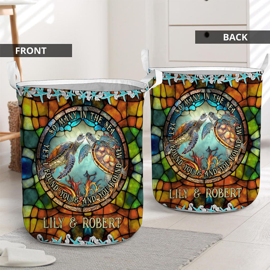 So Many In The Sea Custom Personalized Turtle Lover Laundry Basket
