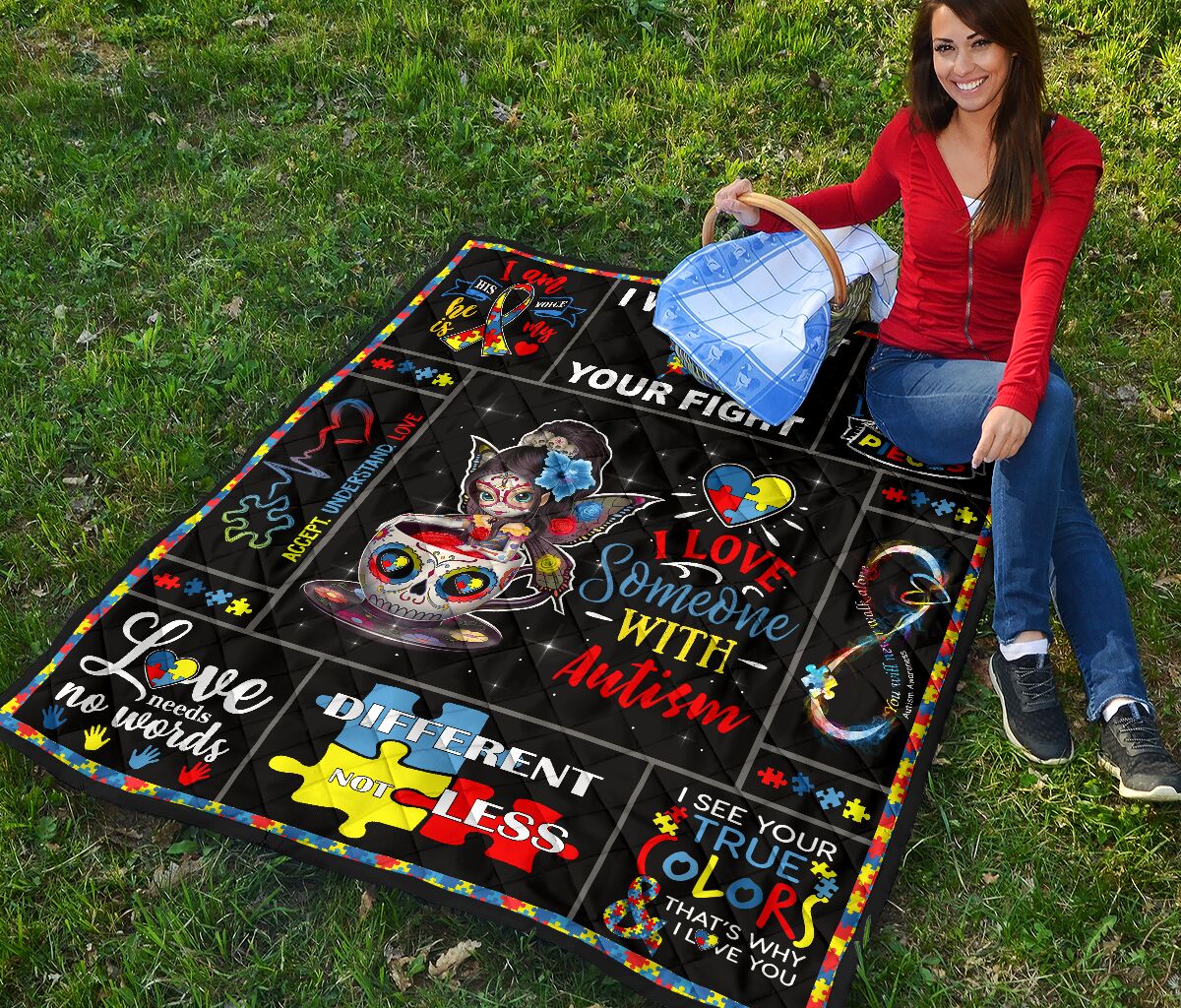 I Love Someone With Autism Autism Awareness Quilt 0622