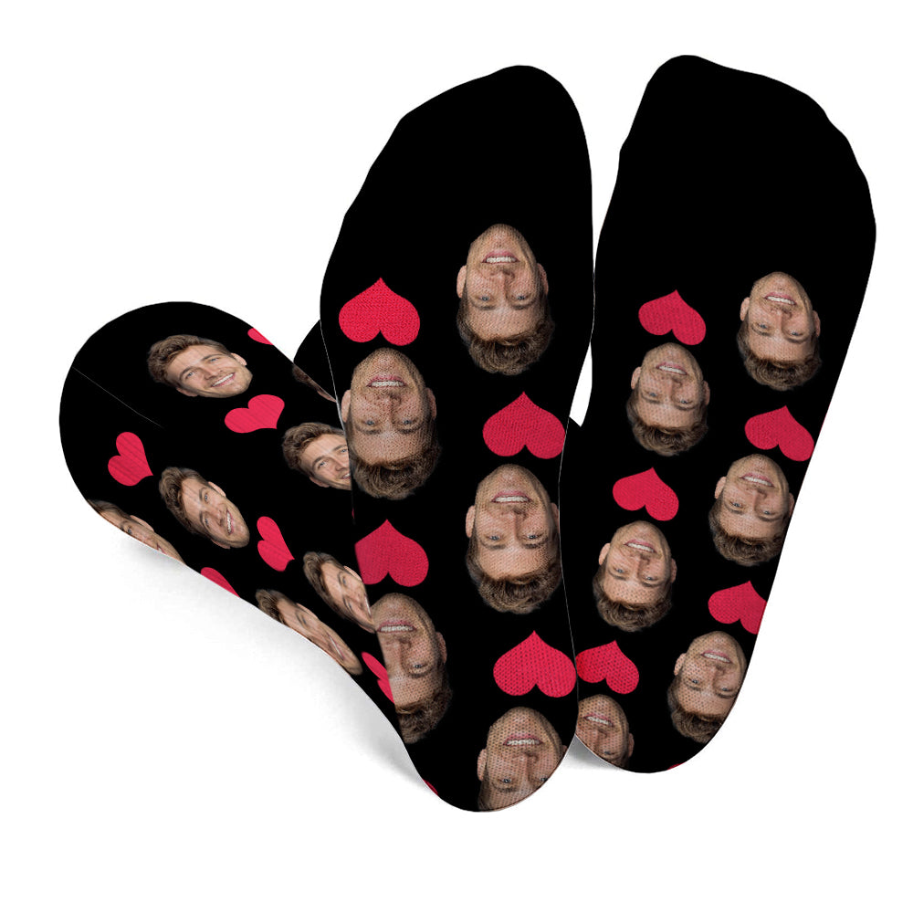 Custom Face Heart Pattern - Personalized Son Socks