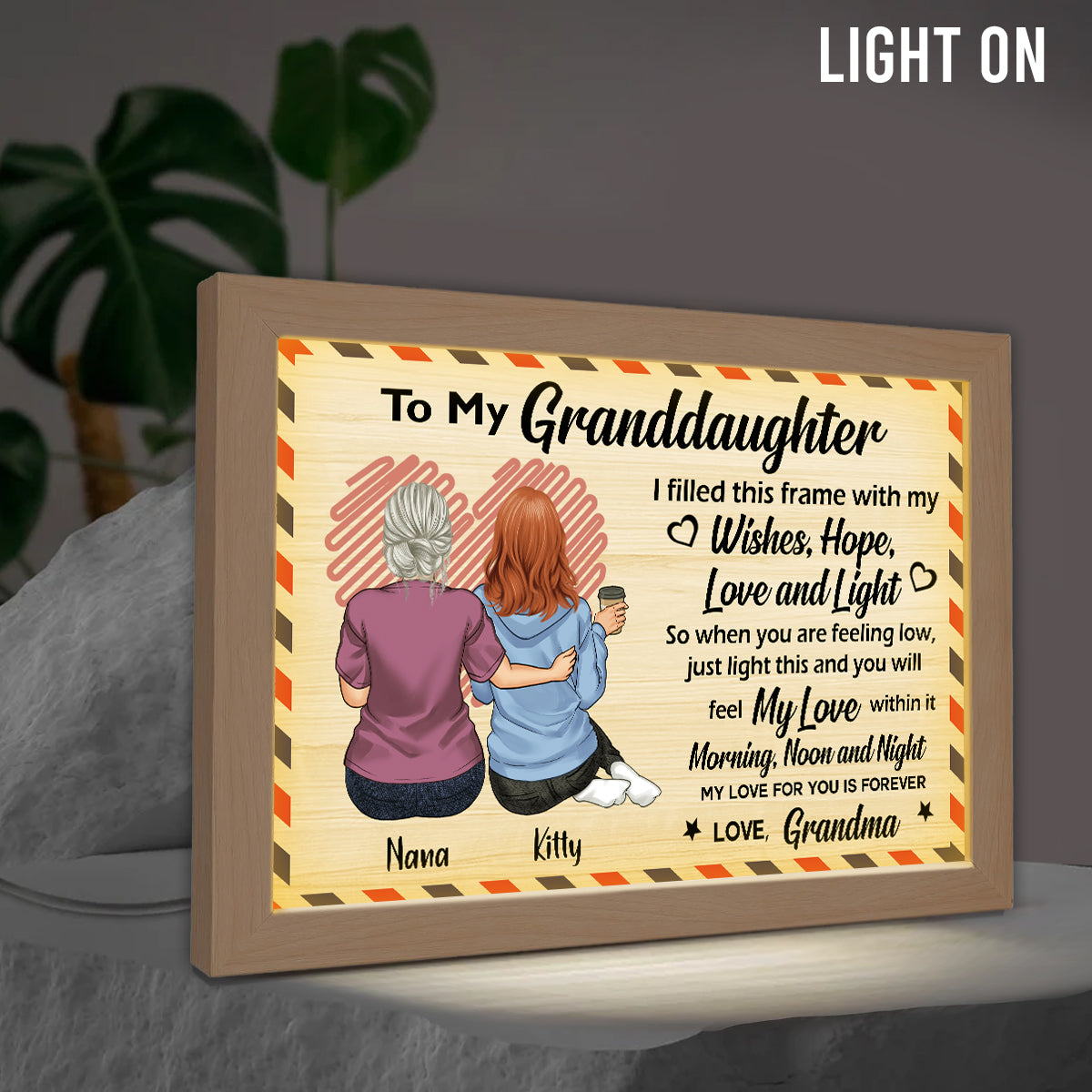 To My Granddaughter / Grandson / Daughter / Son / Grandma / Mom - Personalized Grandma Light Photo Frame