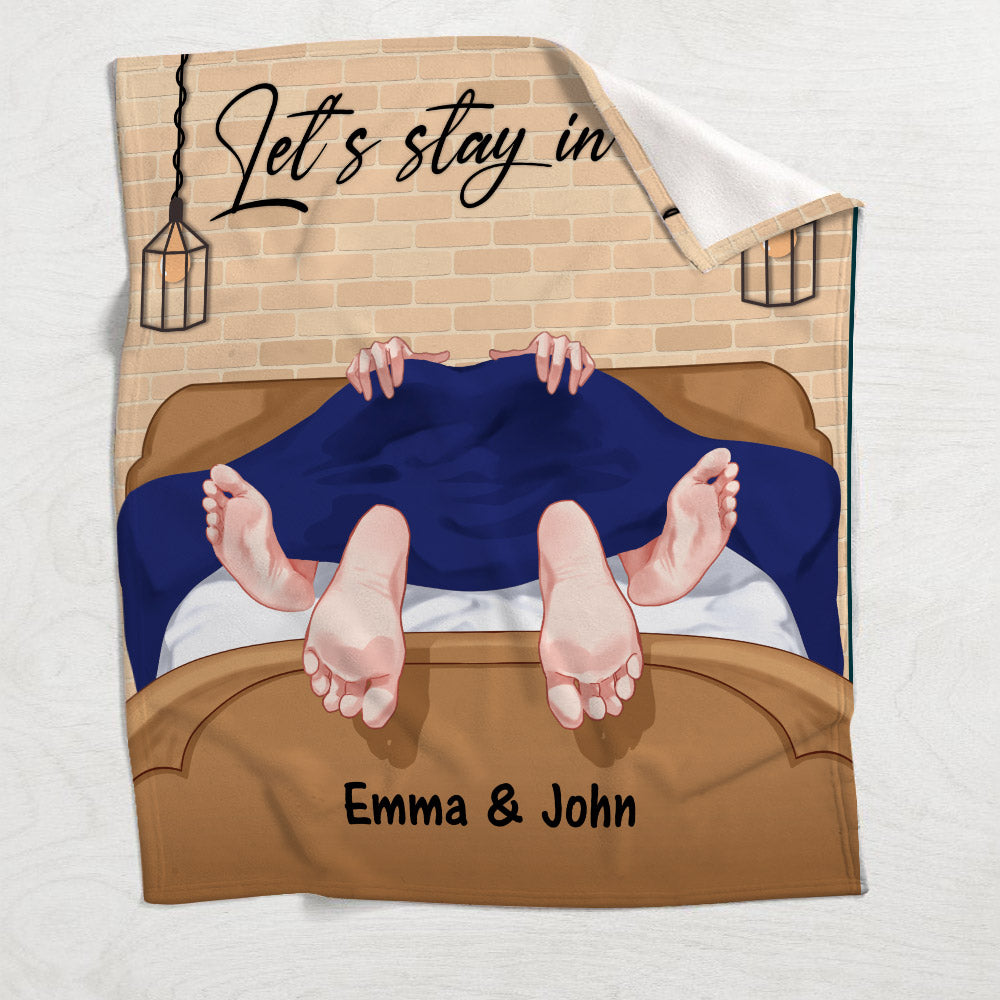 Let's Stay In Bed - Personalized Couple Blanket