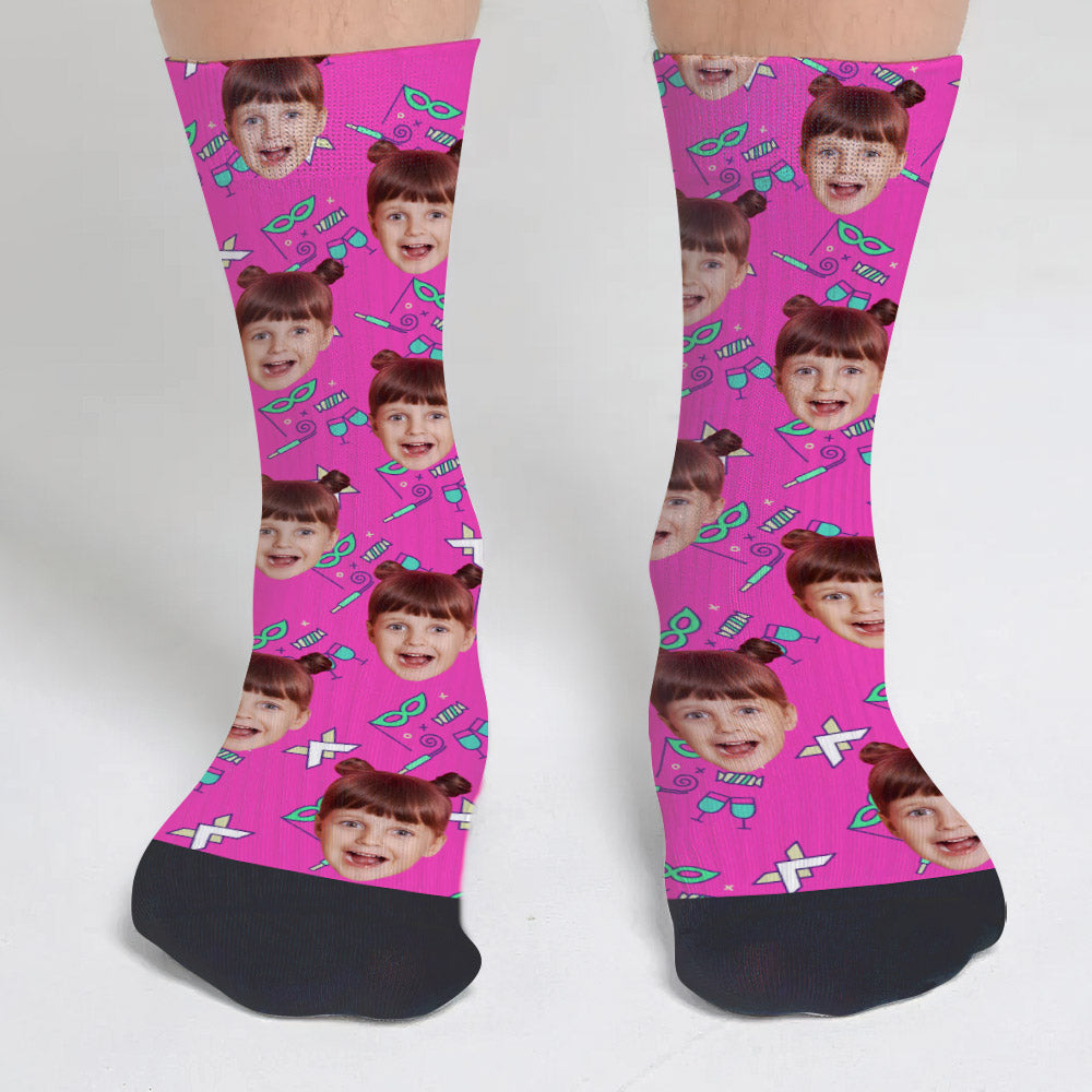 Custom Face Party Pattern - Personalized Kid Socks