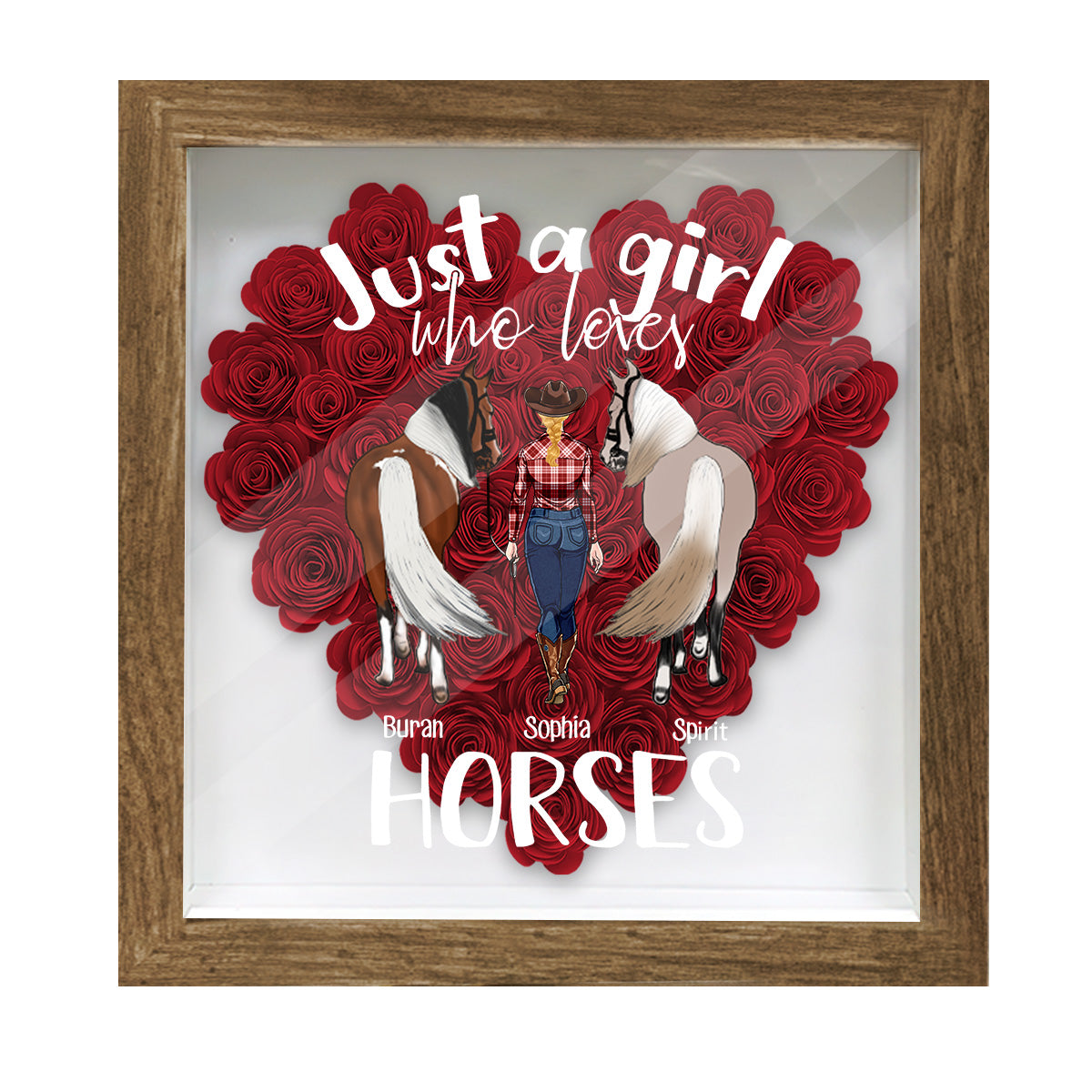 Just A Girl Who Loves Horses - Personalized Horse Flower Shadow Box