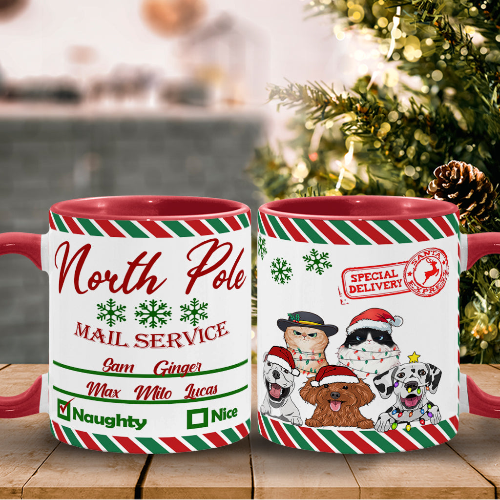 Discover North Pole Mail Service - Personalized Dog Accent Mug