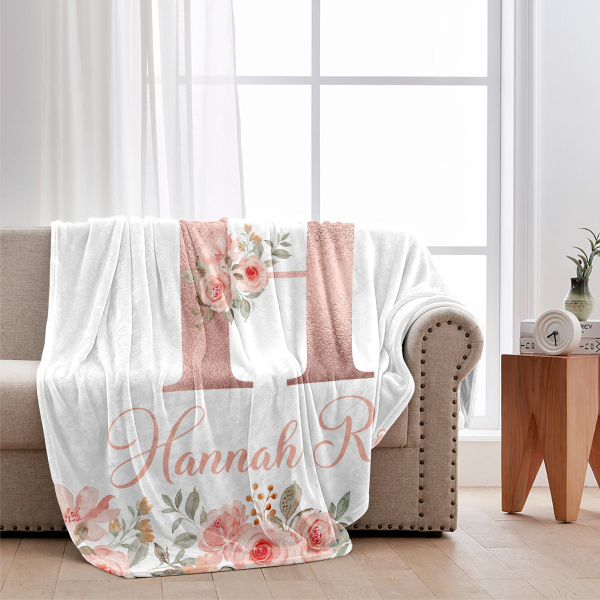 Floral Custom Name - Personalized Newborn Blanket