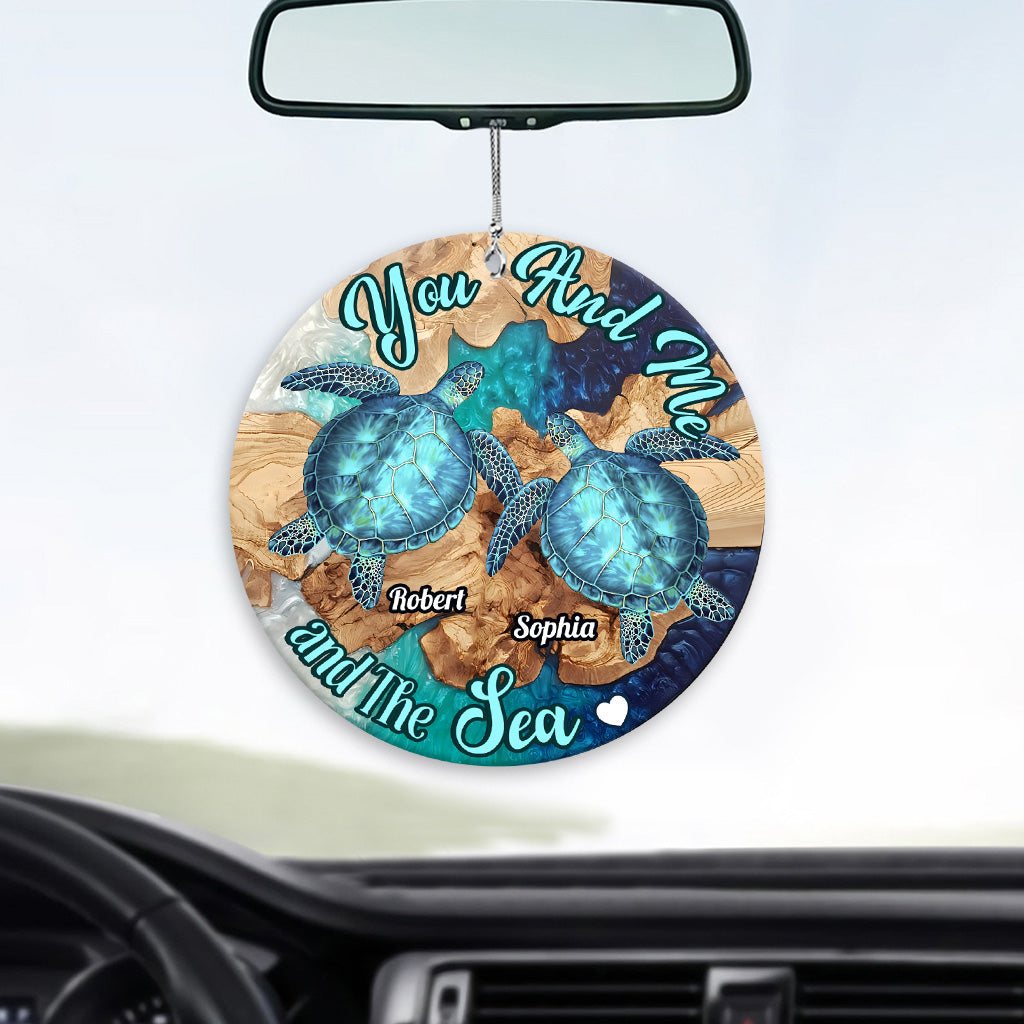 Discover You And Me And The Sea - Personalized Turtle Car Ornament,  Acrylic Car Hanger