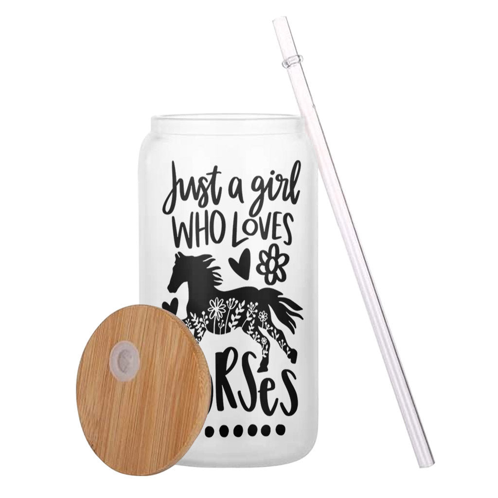 Just A Girl Who Loves Horses Customize Personalized Glass Cup