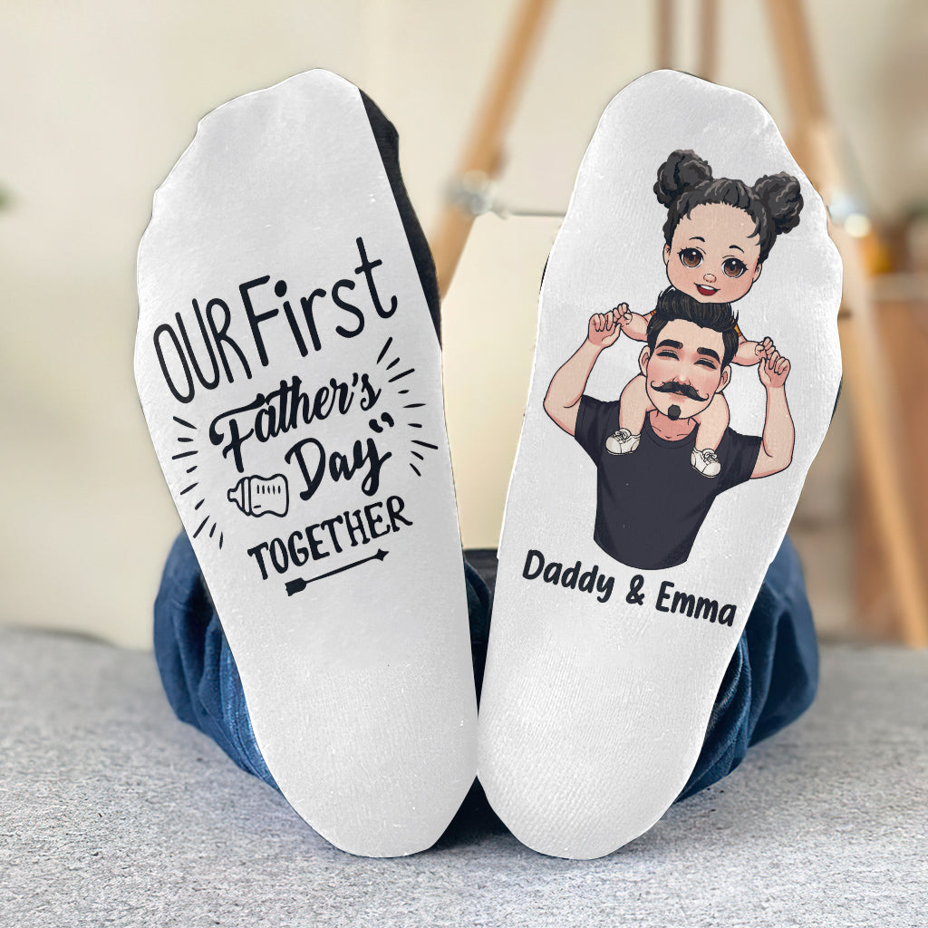 Our First Father's Day Together - Personalized Father Socks