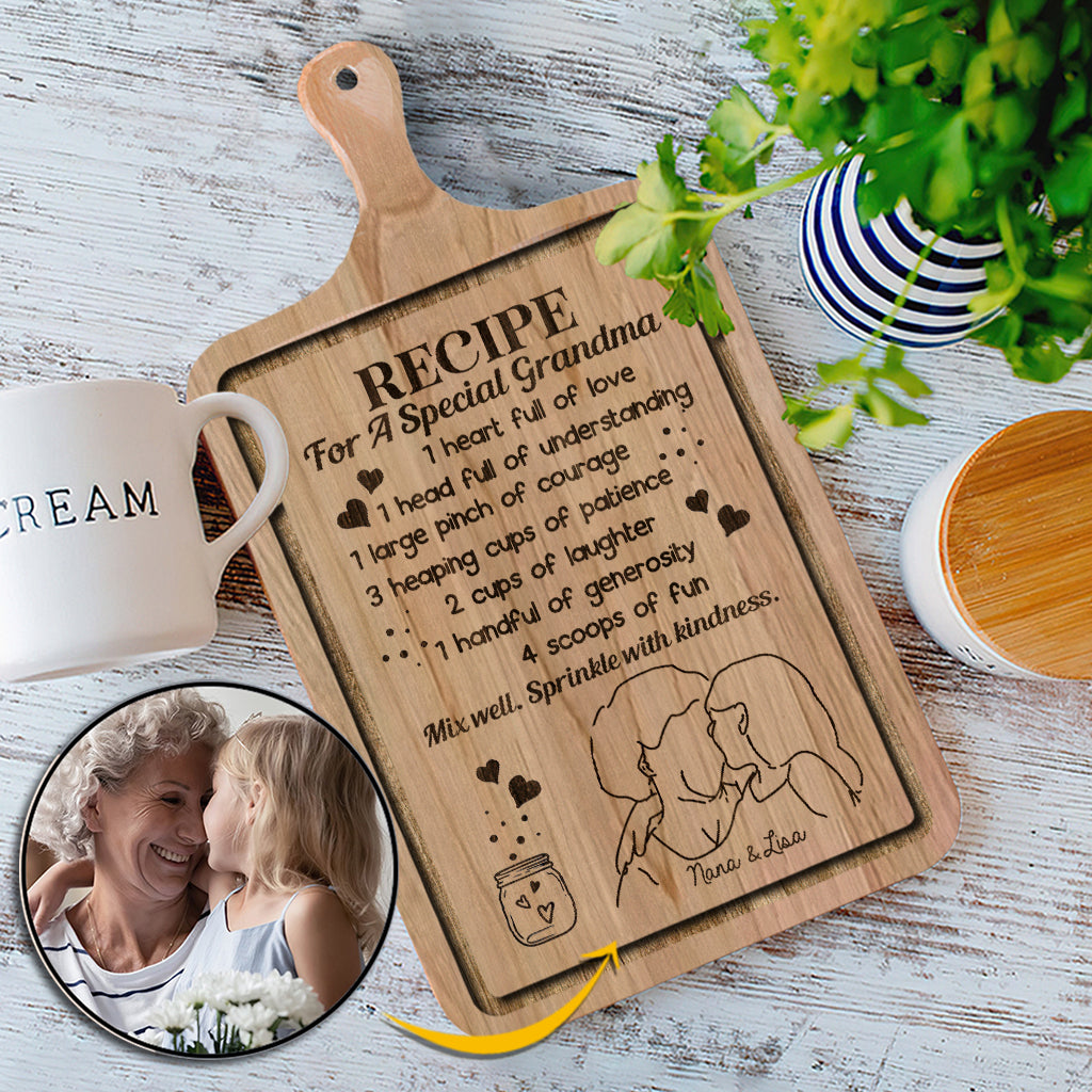 Recipe For A Special Grandma - Gift for grandma - Personalized Cutting Board