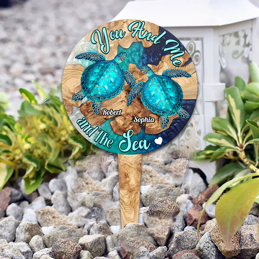 You And Me And The Sea - Personalized Turtle Acrylic Garden Sign
